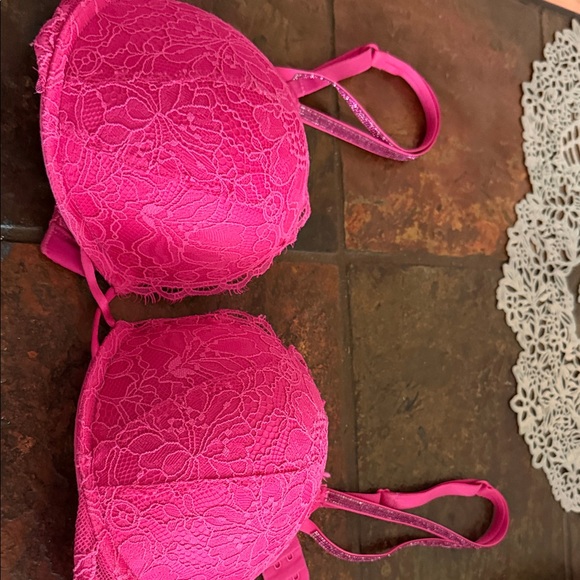 Victoria's Secret Other - Victoria's Secret bombshell 36b Bright Pink Lace Push-Up Bra